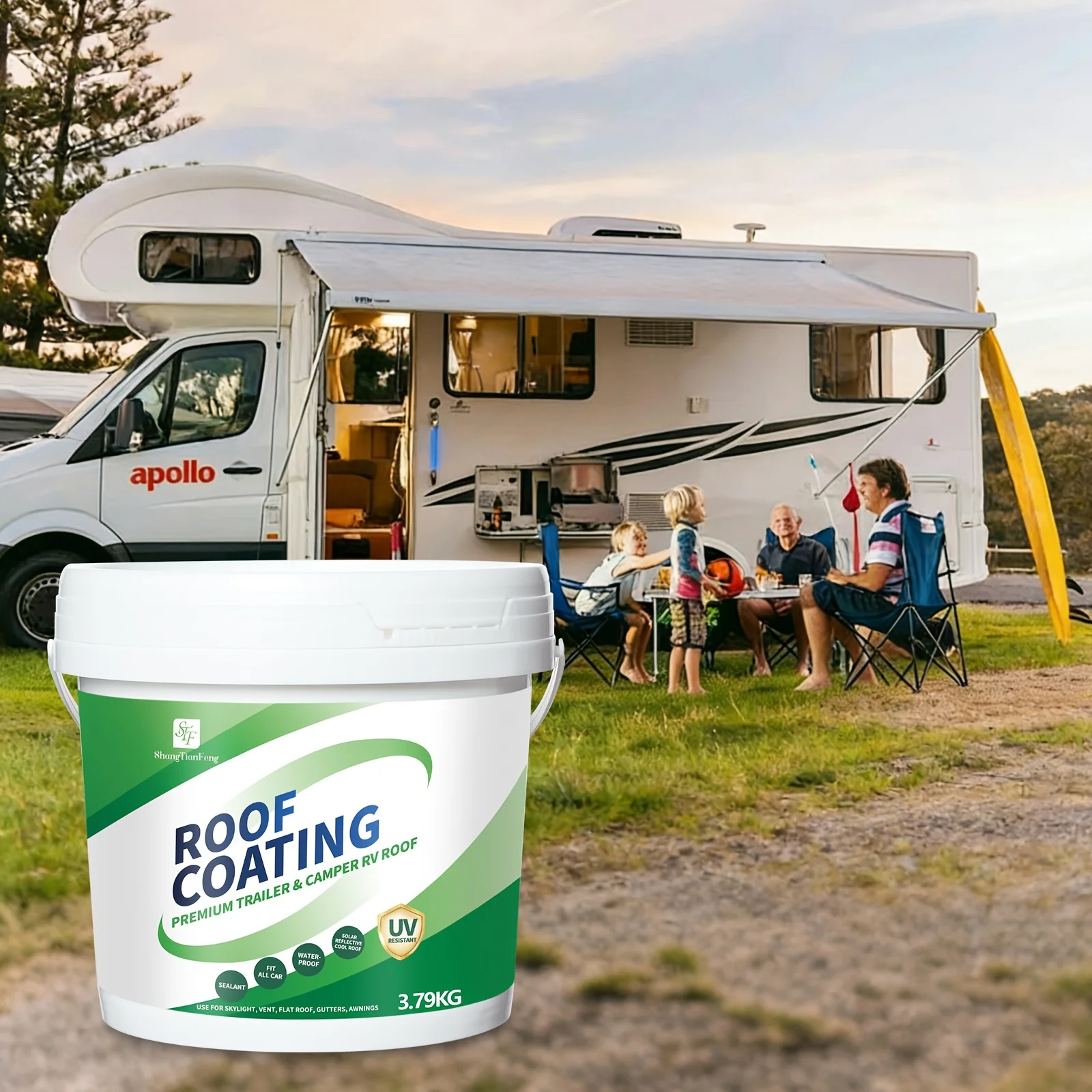 

1 Gallon Black/White Waterproof Sealant Set, RV Leak Repair Coating for Waterproofing - Suitable for Flat/Metal Roofs, Foundations, Gutters, Bathrooms, Kitchens, And Gardens