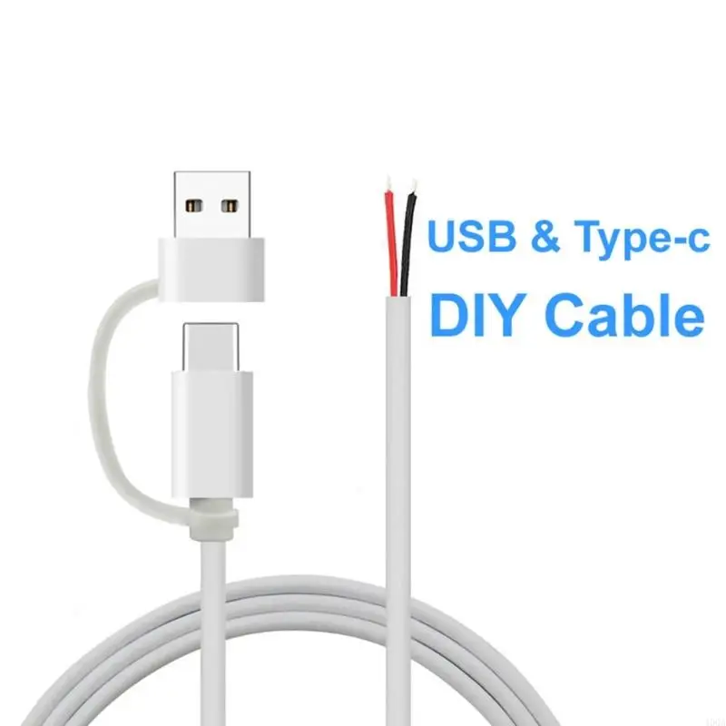 400A USB C to 2Pin Bare Wire Open End Cable 5V/2A USB Type C Male 2Pin Pigtail Cable