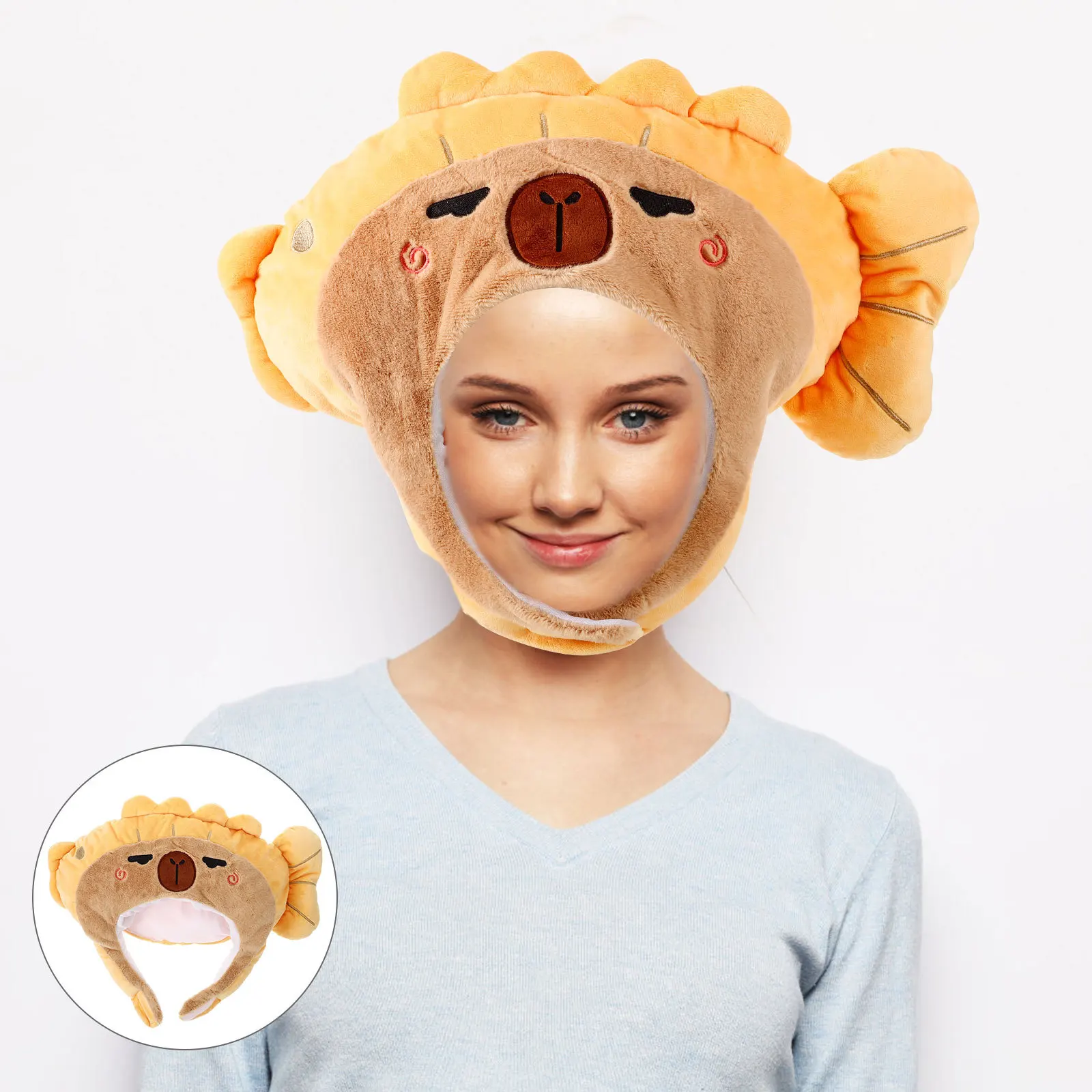 

Fish Shape Hat Yellow Croaker Design Soft Lightweight Party Cosplay Headwear For Halloween Carnival Costume Photo Prop