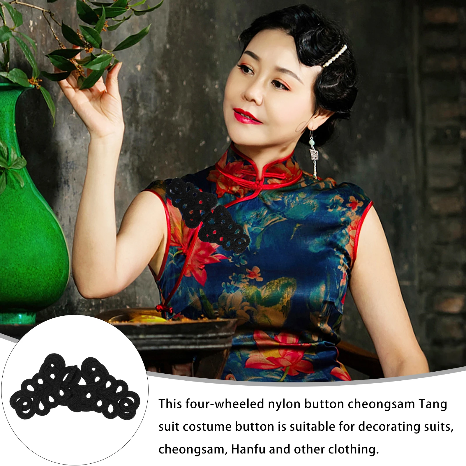 

2Pairs Ancient Costume Buttons Han Suit Buckles Exquisite Chinese Style Decorative Fasteners for Cheongsam DIY Sewing