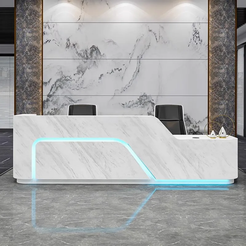CX company front desk paint, beauty salon hotel front desk, curved reception desk
