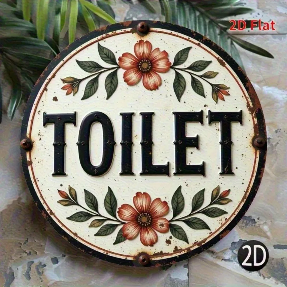 Vintage Faux metal Humor Toilet Sign, Easy Install Retro Wall Plaque for Bathroom Restroom Home Decor Gift.