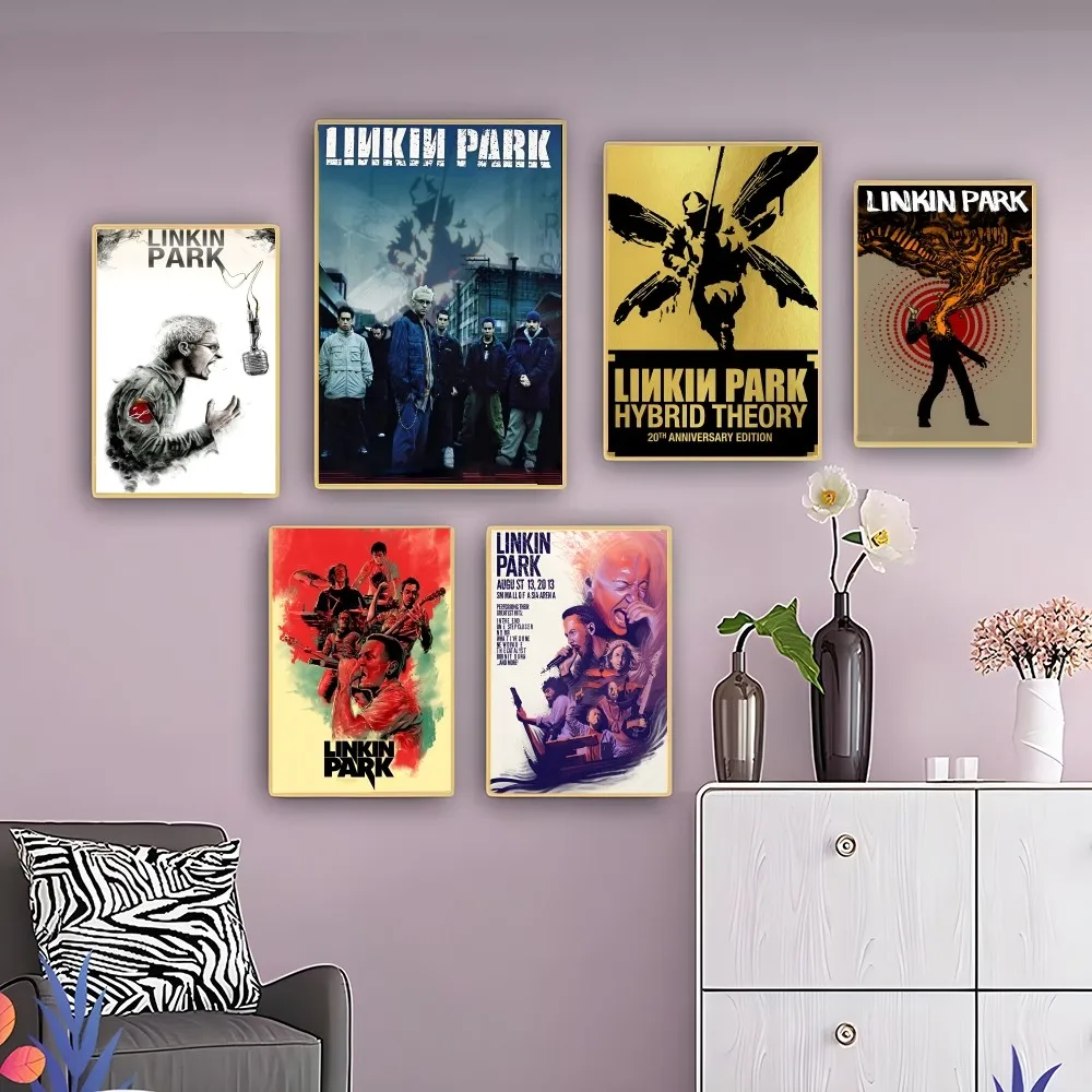 Band L-Linkin Cool P-Park Poster Self-adhesive Art Poster Retro Kraft Paper Sticker DIY Room Bar Cafe Vintage Decorative