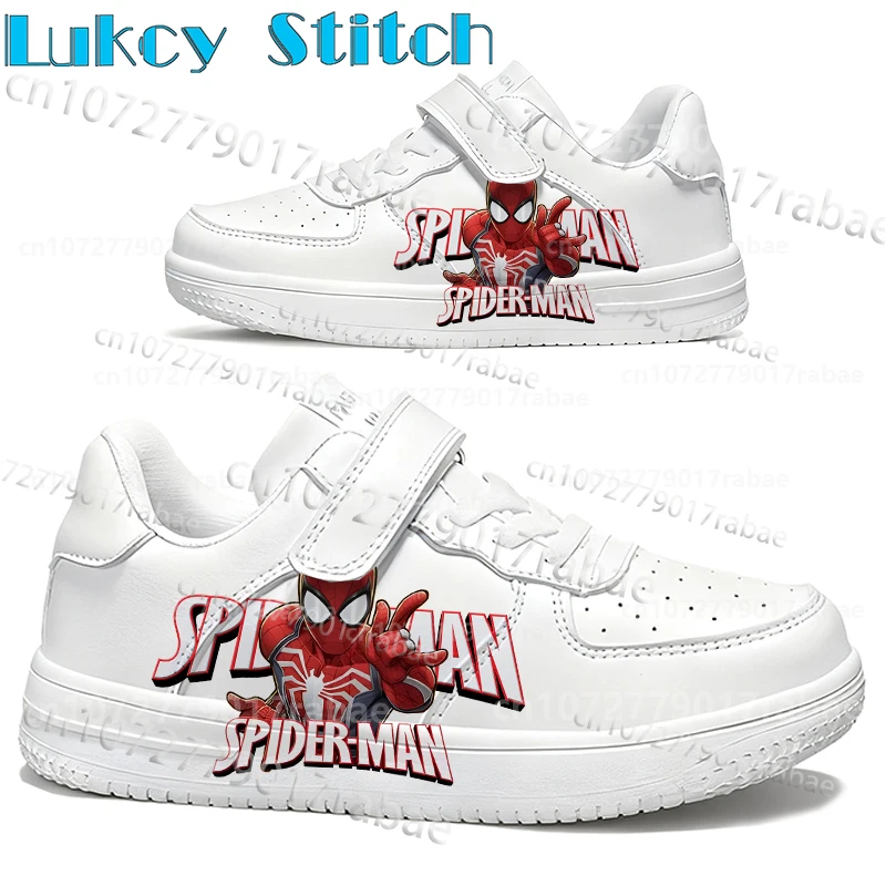 

Spider Man Children White Board Shoes Superhero Design Boys Girls PU Leather Breathable Walking Durable Sneakers Kids Gift 2026
