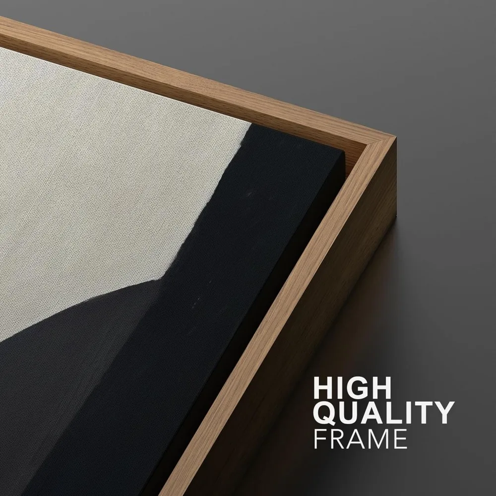 مجموعة فنية جدارية مطبوعة على القماش مؤطرة باللونين الأسود والبيج، رسوم توضيحية هندسية حديثة وجريئة وبسيطة، حد أدنى للديكور زن #5