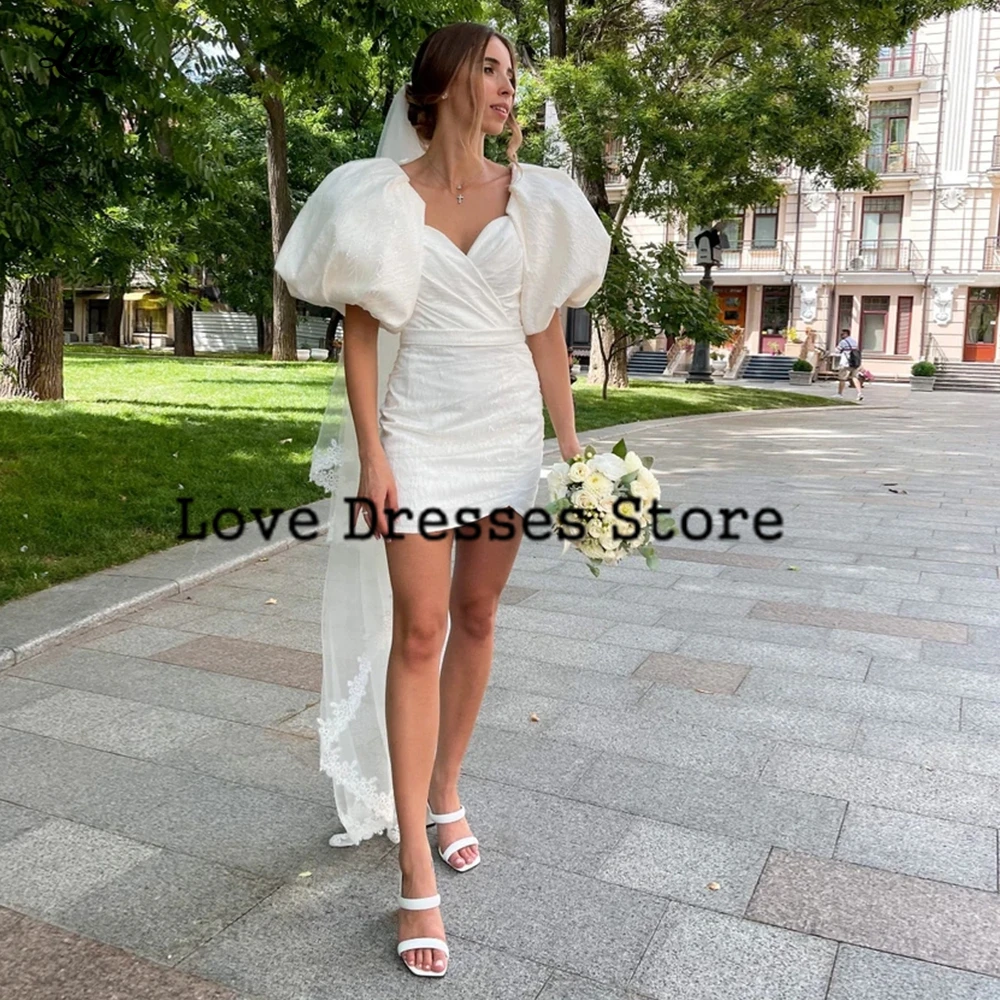 Customized Puffy Tulle Sheath Strapless Wedding Dresses Short Summer Bridal Gowns Zipper Back Elegant  Women's Dress 2026