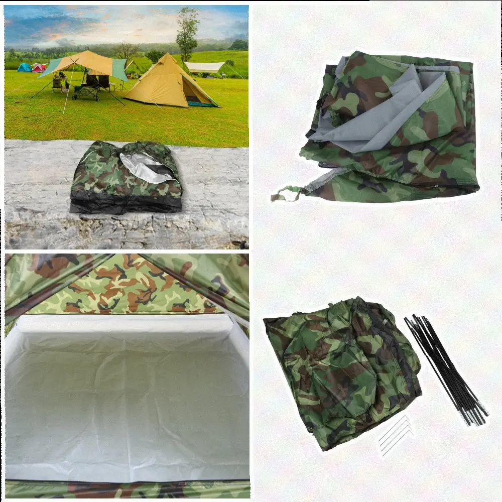 Camping Tent for One or Two Campers with Silver Coated UV Shield Roof Ventilated Mesh Ceiling and Carry Bag for Transport