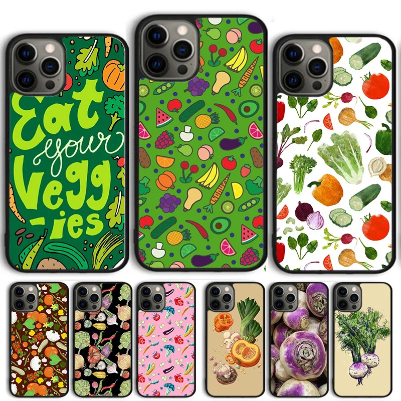 Vegan Vegetables Veggies Phone Case Cover For iPhone 15 16 14 13 12 Pro Max mini 11 Pro Max XS X XR Plus Coque Shell