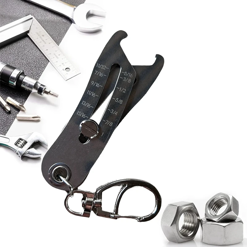 Portable Precise Thread Size Checker Keychain Nut & Bolt Thread Size Checker Bolt Size Finder Keychain For Measurement