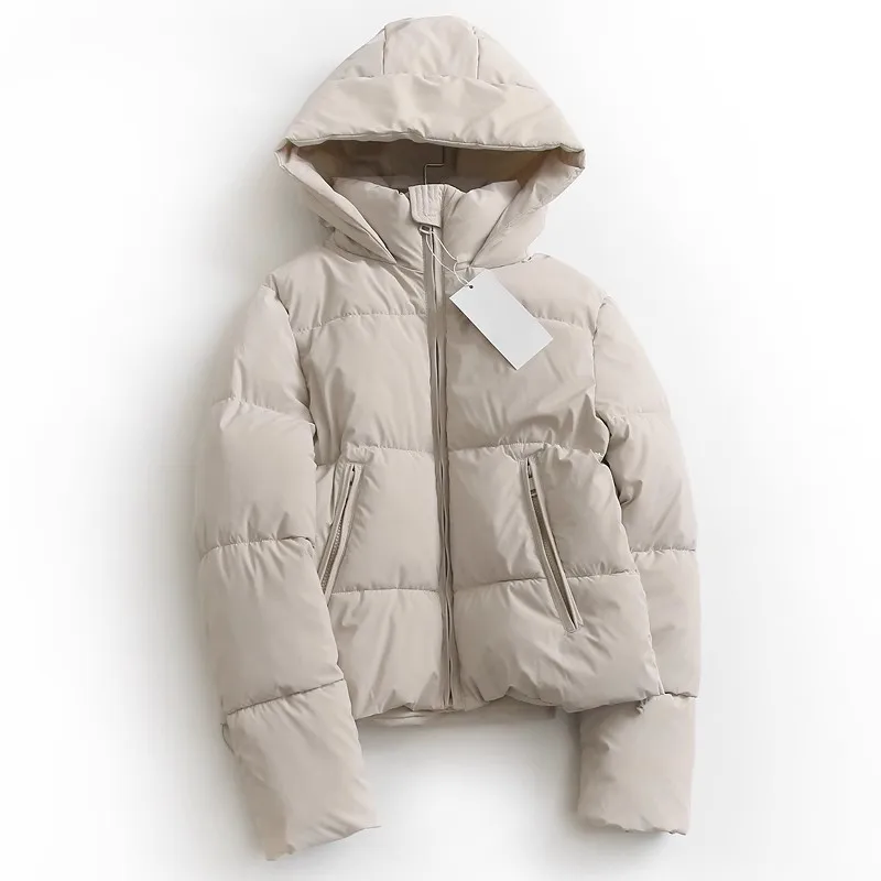 Women's Thiened Cotton Jaet Winter Warm Hat Bread Sle Coat Long Sve Loose Fit Cotton Padded Outerwear