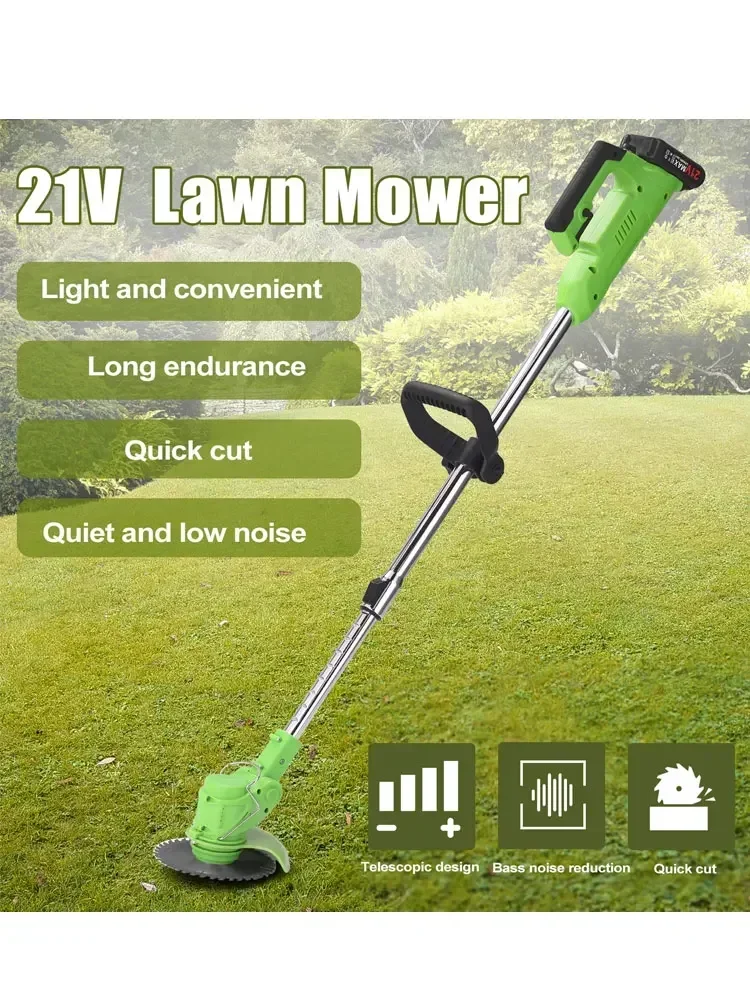 Electric Lawn Mower 25000RPM Handheld Cordless Grass Trimmer Length Adjustable Cutter Household Garden Tools