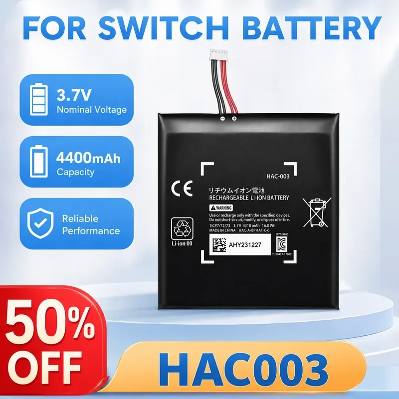 For Nintendo Switch Large Capacity 4400mAh Host Battery HAC-003NS Tablet Built-in Lithium Polymer Battery ATL Cell