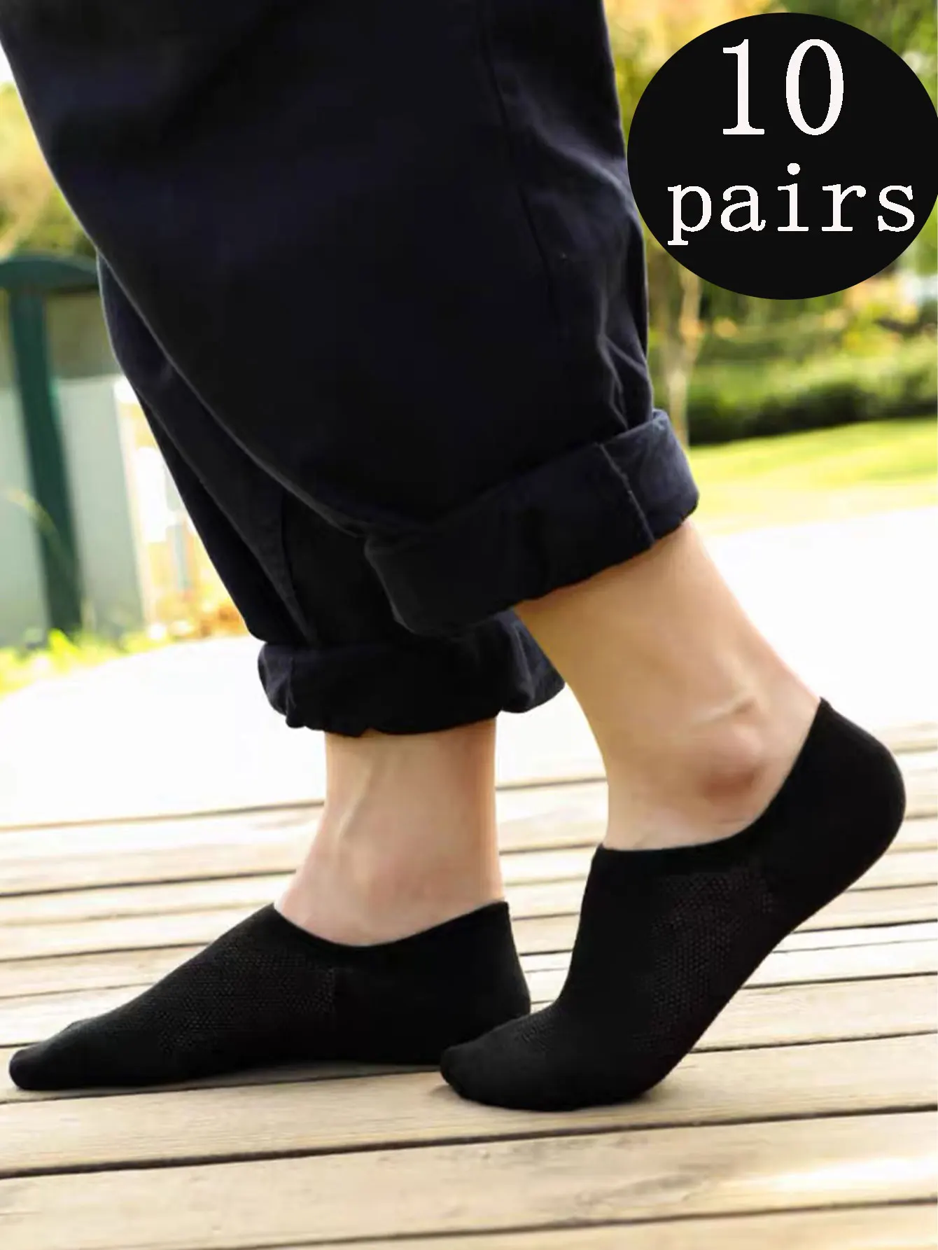 10Pairs Bamboo Socks Thin Summer Men\'s Invisible Socks Absorbent Deodorant Harajuku Bamboo Fiber Mesh Short Sock Black Plus Size