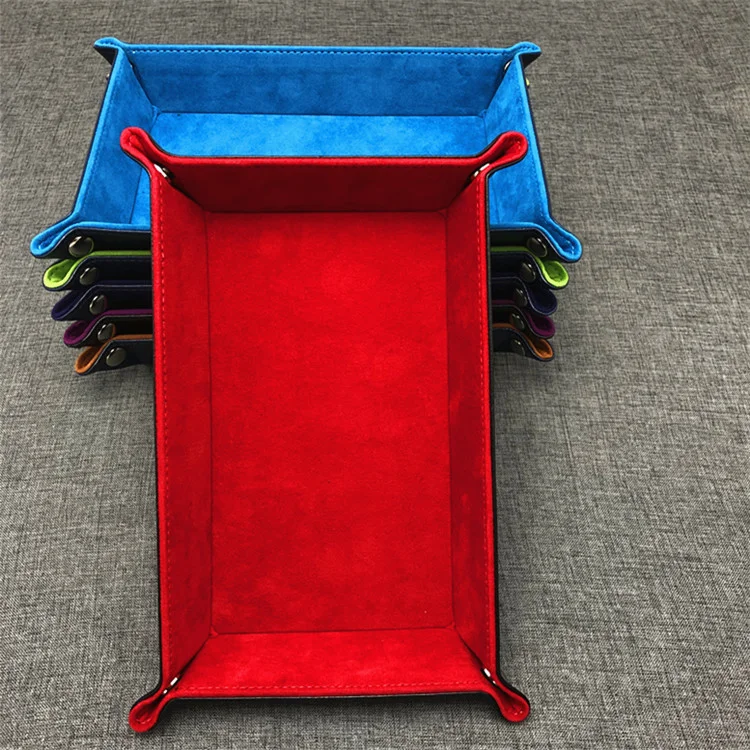 

Прямоугольный складной лоток для хранения и игры в кости DND, винтажный лоток для костей из искусственной кожи