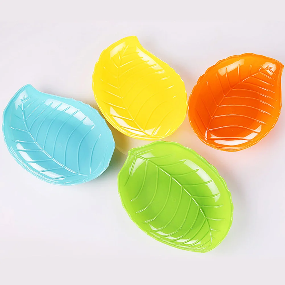 

12Pcs Leaf Shape Fruit Trays Creative Storage Serving Plates Green Snack Dishes for Home Table Decor Party Use