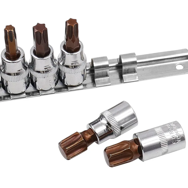 Imagem -05 - Estrela Hexagonal Torx Bit Soquete Kit Cromo Vanádio Aço Chaves Hex Porca Driver Broca Manga Ferramenta T10-t60 11 Pcs