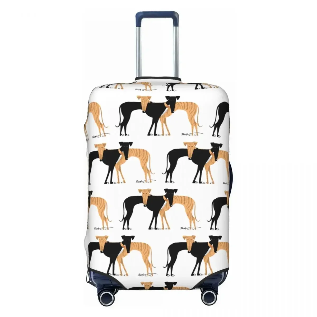 Custom Greyhound Dog Suitcase Cover Dust Proof Head Rest Brindle Hound Travel Luggage Covers for 18-32 inch