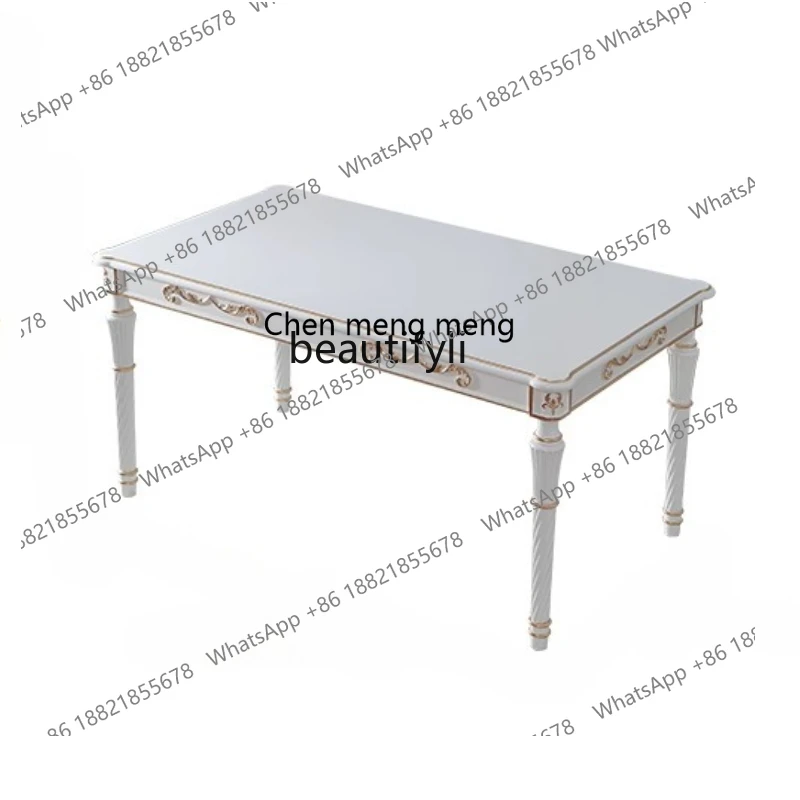 

pastoral dining table and chairs beech gold-painted retro court dining table simple European light luxury dining room furniture