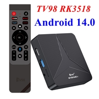 TV98 ATV Android 14 TV Box RK3518 Quad Core 2GB RAM 16GB ROM 4K LAN 100M Wifi6 BT 5.0 Voice Remote Media Player Set Top Box