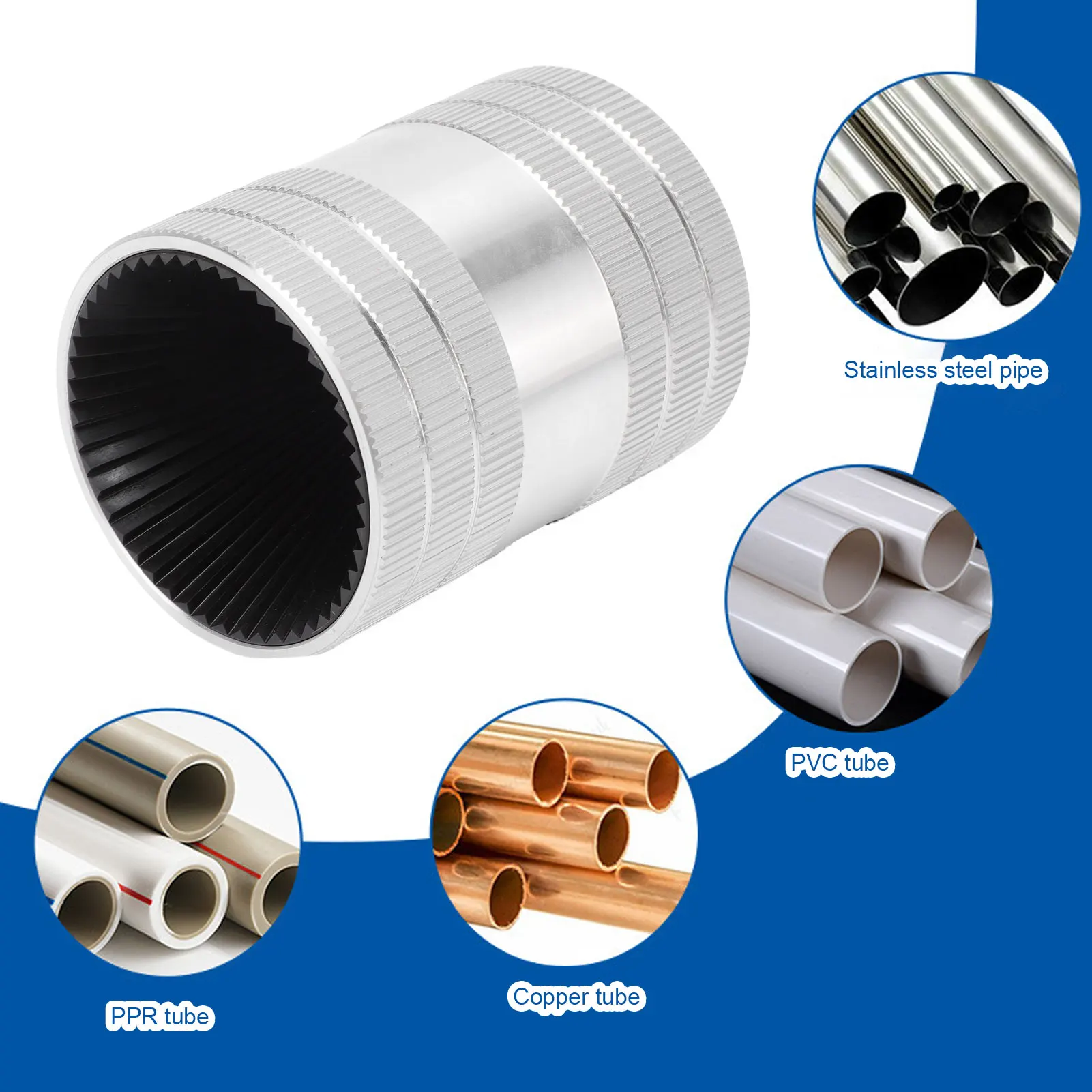Inner Outer Tube Reamer 5/16in To 2-1/8in Inner Outer Pipe Deburring Tool for 12-54mm Stainless Steel Copper Aluminum PVC Pipes
