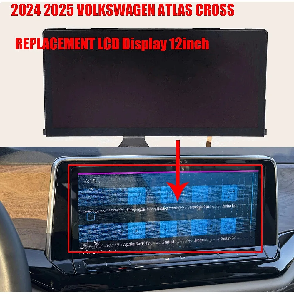 LCD Display Screen For Volkswagen Atlas Cross 2024-2025 5H0919606B Sat Navigation Repairment