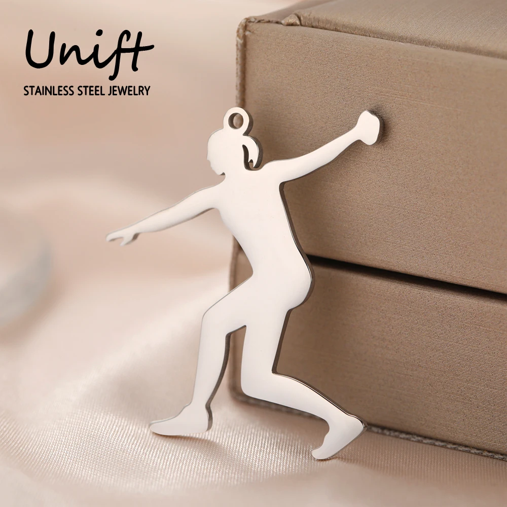 Unift Discus Thrower Figure Stainless Steel Pendant Sport  Charm for Jewelry Making Women Bracelet Earrings DIY Accessories