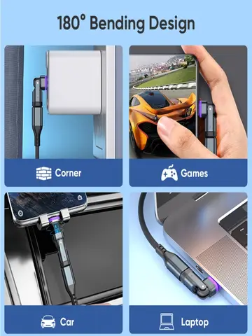 240W Type-C Adapter & USB-C to C Fast Charging Cable - Magnetic USB-C Female Converter for Macbook/iPhone 16/15/Xiaomi