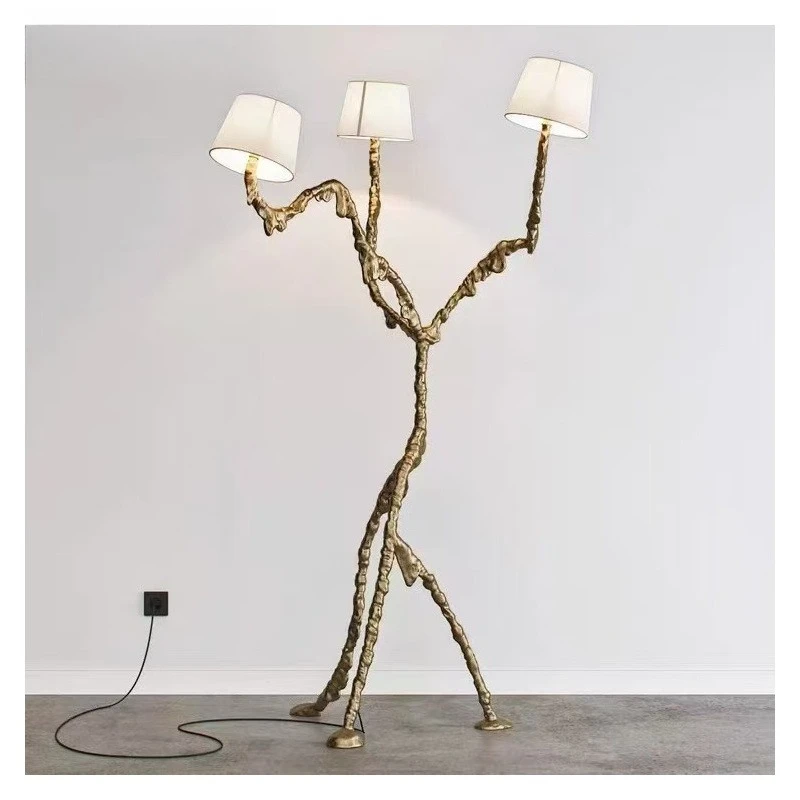 Tree branch ornament sculpture all-copper floor lamp sales department creative living room Nordic light luxury decorative lamp