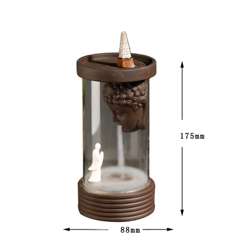1pc, Buddha Monk Backflow Incense Burner Windproof Incense Holder Censer Aromatherapy Diffuser Creative Ornament Home Zen Decar