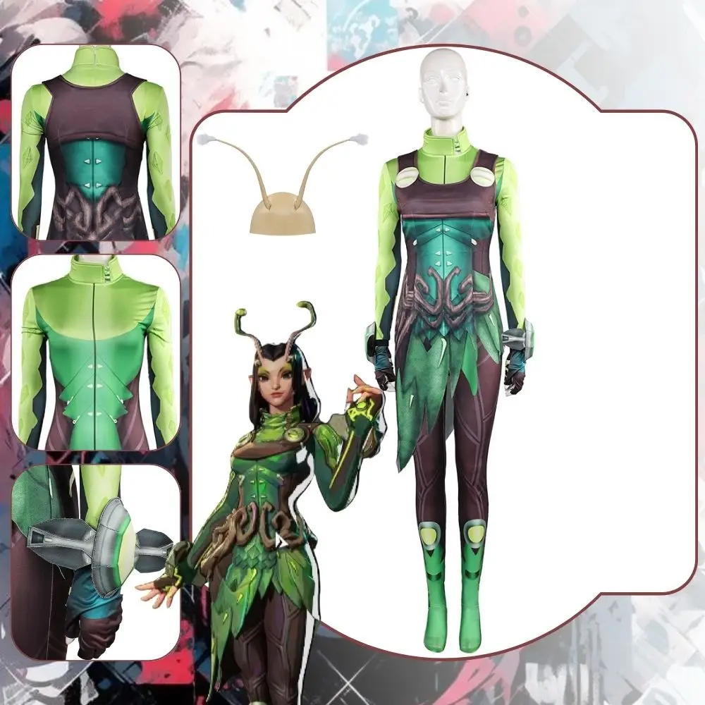 

Rivals Mantis Cosplay Fantasia Costume Disguise Women Jumpsuit Bodysuit Fancy Dress Up Roleplay Outfits Halloween Carnival Suit