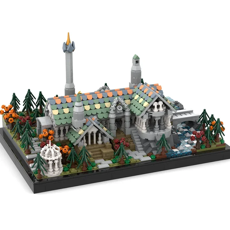 Magic Rings Moc Building Blocks Rivendell Microscale Diorama Model Technology Brick DIY Assembly Construction Holiday Toys Gifts