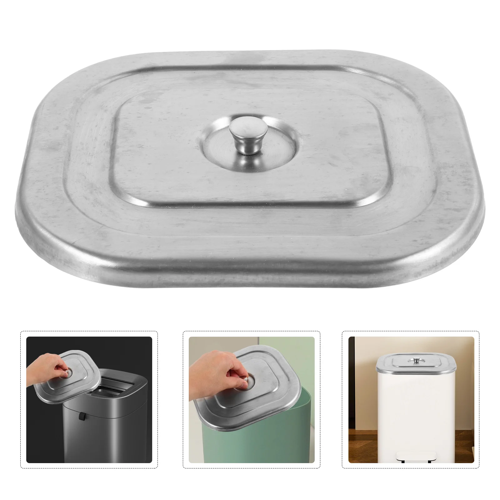 

Embedded Stainless Steel Rectangular Trash Can Lid Sink Trash Bin Cover Recessed Countertop Garbage Lid Bathroom Supply