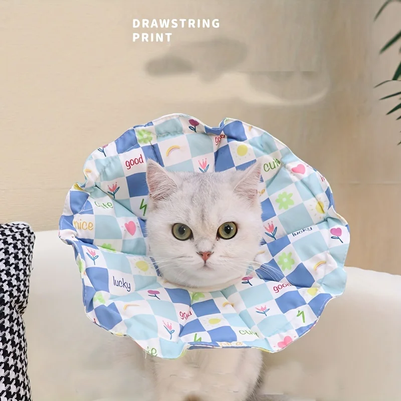 1 piece of printed Elizabethan collar for cat sterilization, anti-licking puppy, anti-biting cat and dog neck collar, waterproof