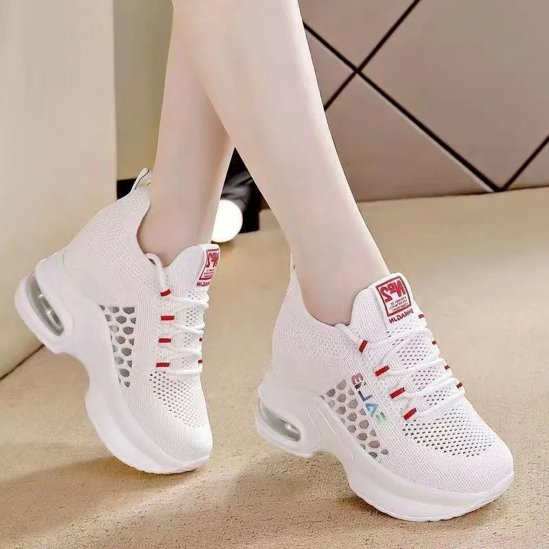 Breathable Women\'s Sneakers Lace Up Womens Wedge Shoes Versatile Female Shoes 2024 New Platform Shoes Comfortable Zapatos Mujer