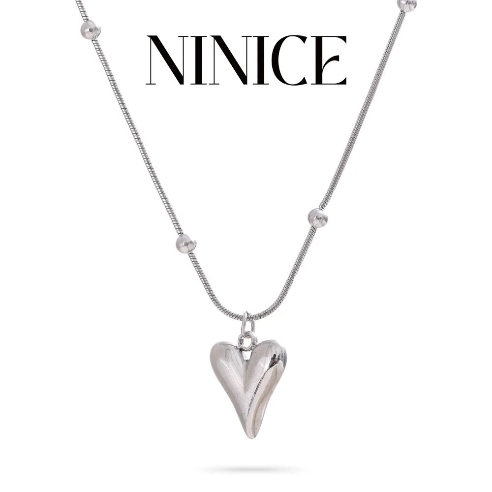 NiNice Necklace Stainless Steel Heart-Shaped Pendant Collares Para Mujer Grandes Modernos Inoxidable 18K Gold-Plated Gift New