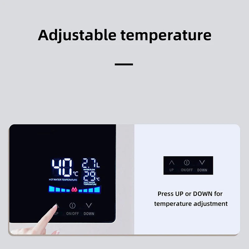 เครื่องทําน้ําอุ่นห้องน้ําห้องครัวติดผนังเครื่องทําน้ําอุ่นไฟฟ้าจอแสดงผลอุณหภูมิ LCD พร้อมรีโมทคอนโทรล 110 V/220 V