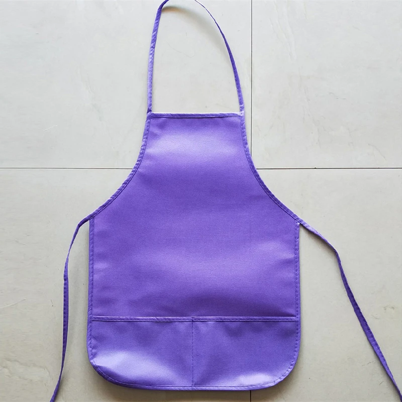 Kids Adults Non-woven Fabric Apron Solid Color Chef Apron Suitable for Cooking Baking Painting