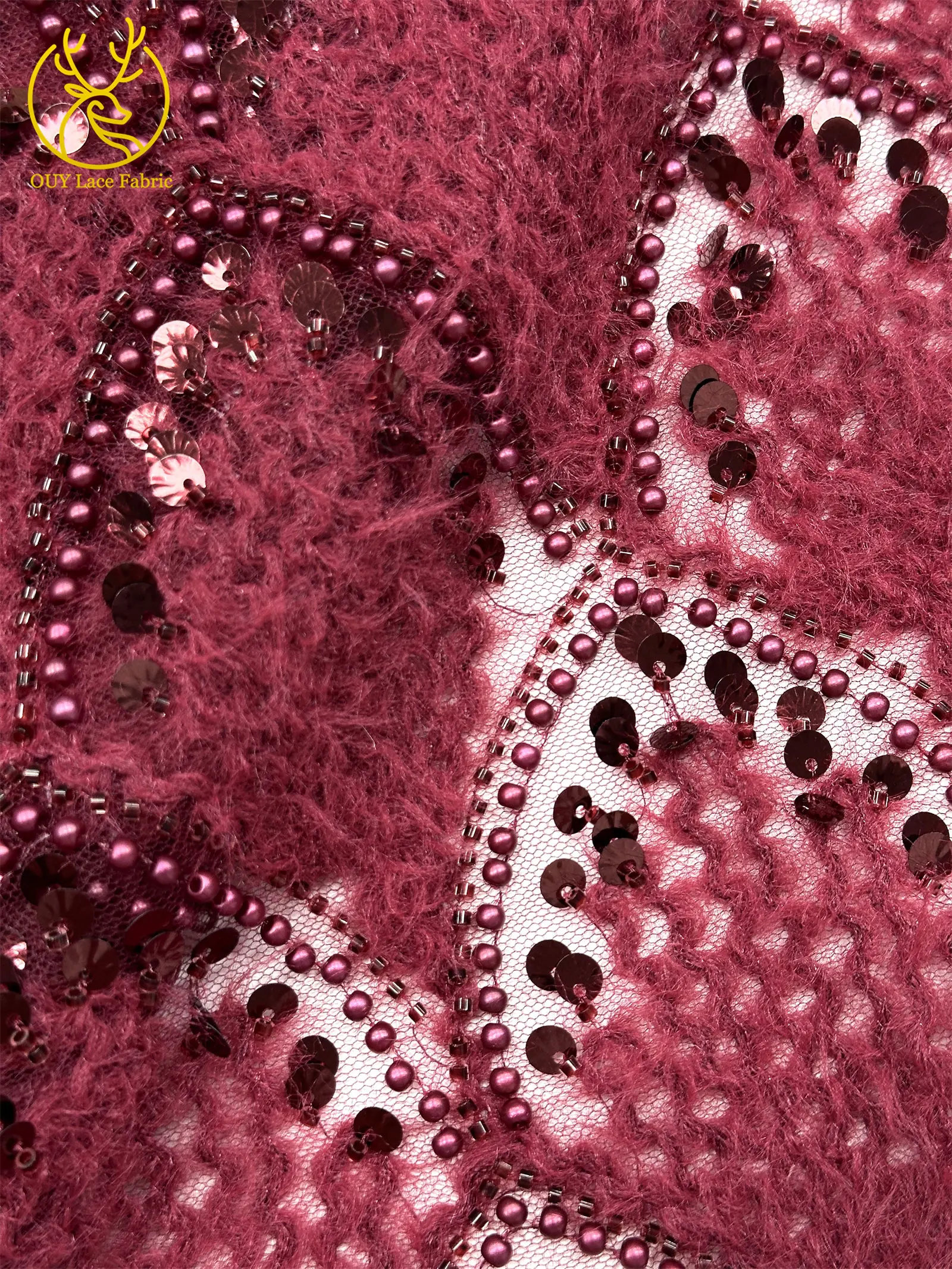 Hochwertiger 3D Nigerianischer Pailletten-Tüll-Spitzenstoff, 5 Yards, afrikanischer handgefertigter Perlen-Spitzenstoff für Damen-Partykleider zum Nähen – Detail 27
