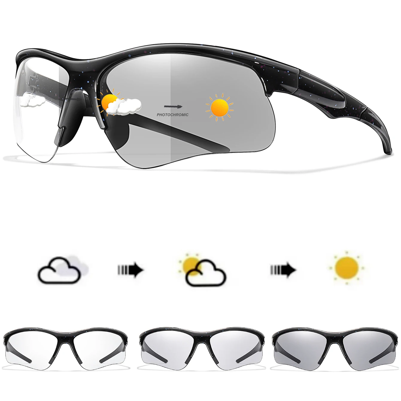Trendy Stil Photochrome Sonnenbrille Für Männer Frauen Outdoor Mtb Fahrrad Radfahren Laufen Brillen Sport Fahrrad Winddicht Brille