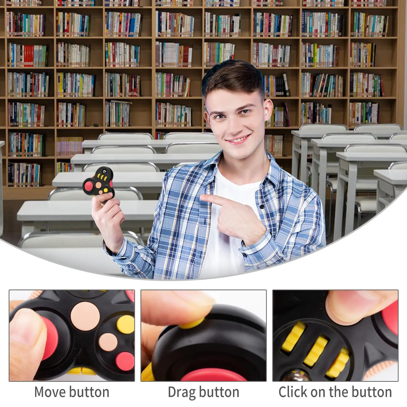 Fidget Pad Spinner Sensorisches Spielzeug Stressabbau-Würfel für Angst ADHS Fokus Dekompression Büro Schreibtisch Tragbar Erwachsene Kinder Reisen