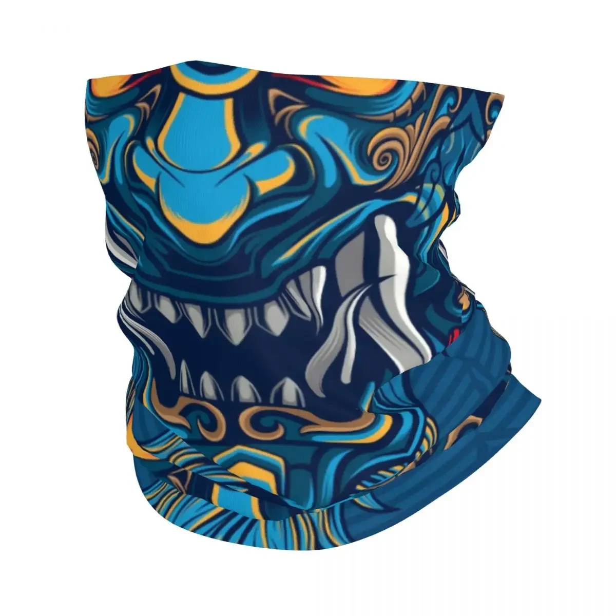 Hannya Oni  Samurai Bandana Neck Warmer Men Women Winter Ski Tube Scarf Gaiter Demon Japanese Fangs Samurai Face Cover