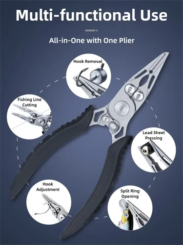 Imagen 2 del producto Alicates de señuelo de boca curva multifuncional para niños, Mini alicates portátiles de aleación de aluminio, tijeras, herramientas de pesca al aire libre