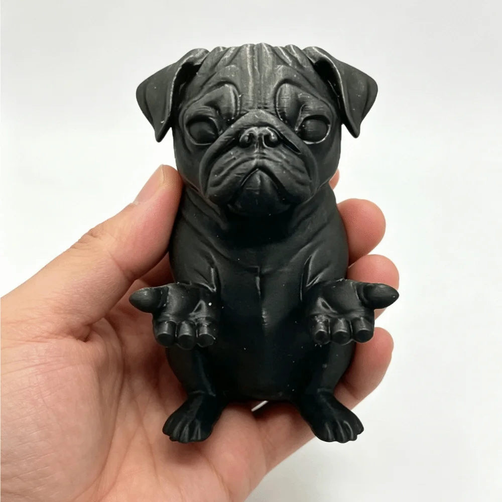 Black Color Pug Pen Holder Resin Zen Style Statue Sculpture Decorative Collectible Yoga Meditating Pug Figurine Home Decoration