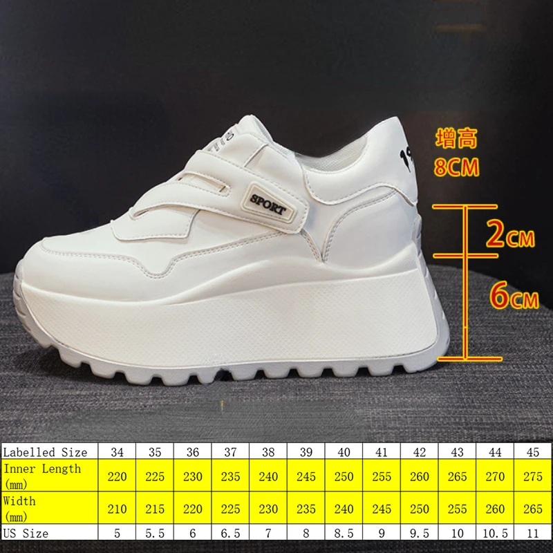 Fujin 8cm Microfiber Leather Spring Autumn Shoes Chunky Sneakers Platform Wedge Women Casual Shoes Ladies Fashion Skate Boarding