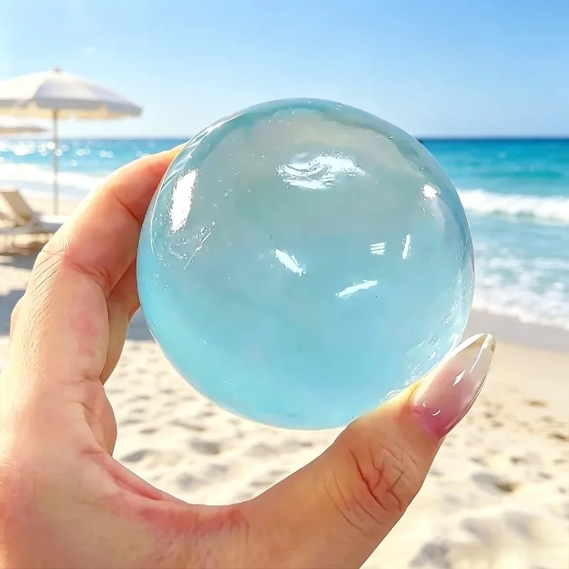 Juguete Blandito de Maltosa Azul, Lindo Mochi Antiestrés, Juguete Sensorial Suave, Bola Transparente Azul Simulada, Juguete de Descompresión de Rebote Rápido