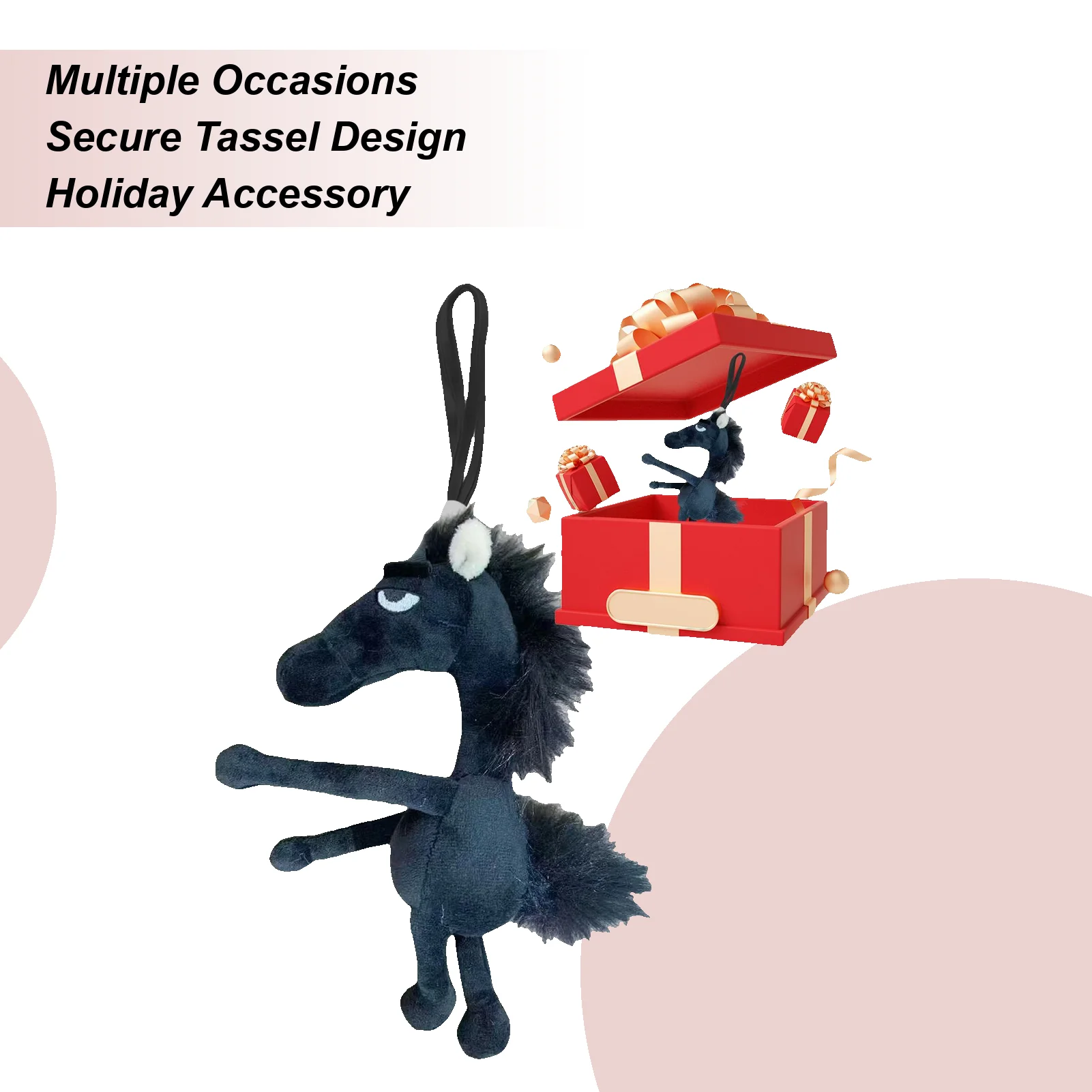 Ciondolo cavallo Capodanno cinese Pendenti cinesi morbidi e carini Cavallo di peluche per borse per auto Tavoli da pranzo Negozio Casa Scuola