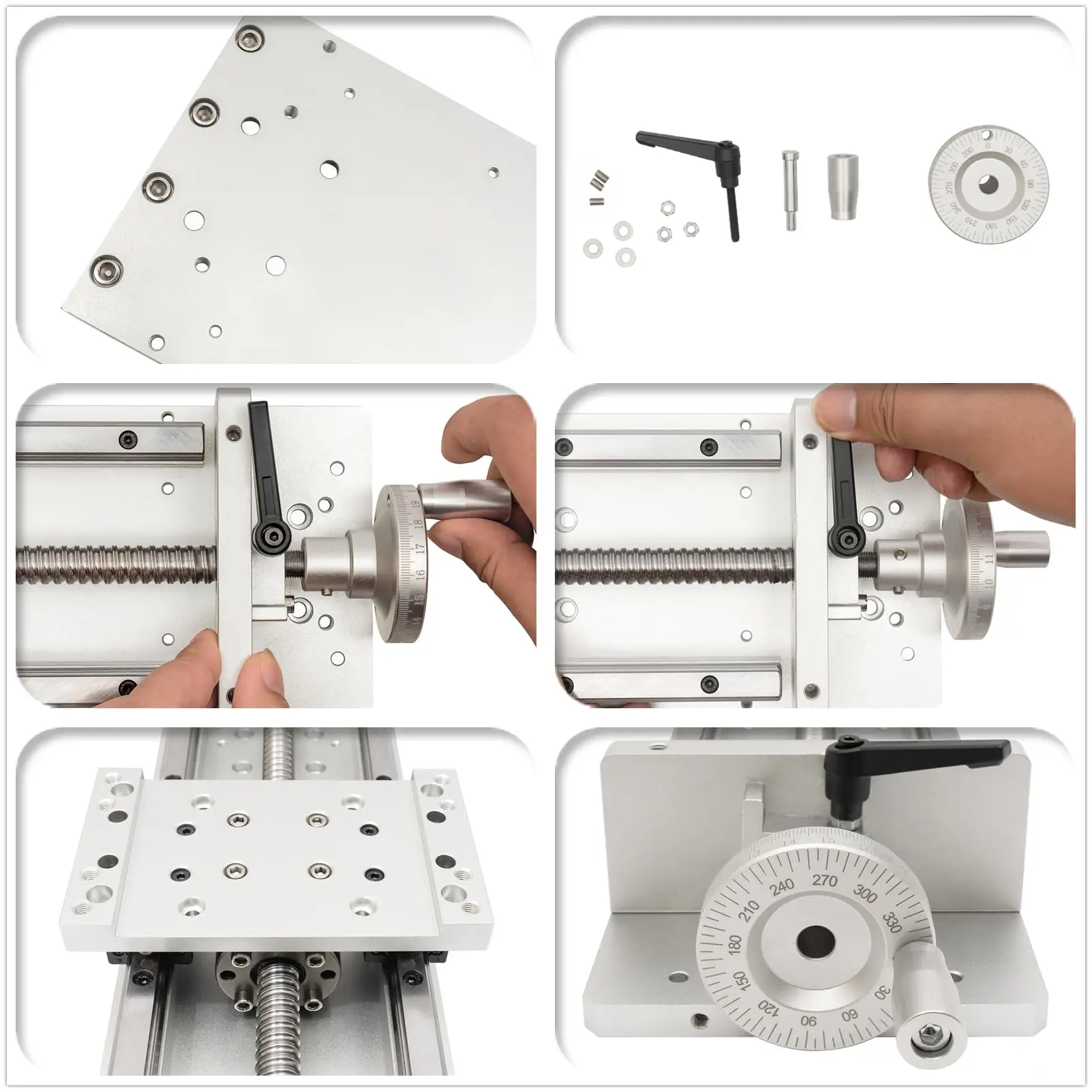 Manual Xyz 3 Axis Sliding Table 16'' Stroke Sfu1605 Ballscrew Linear Stage Actuator, Aviation Aluminum, Worktable Milling Workin