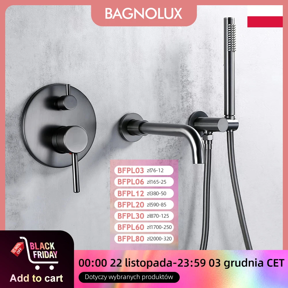 Bathtub Mixer Tap Set Shower Hot And Cold Bathroom Faucet Brushed Stanless Steel Diverter With Wall Mount Spout Handheld Hose