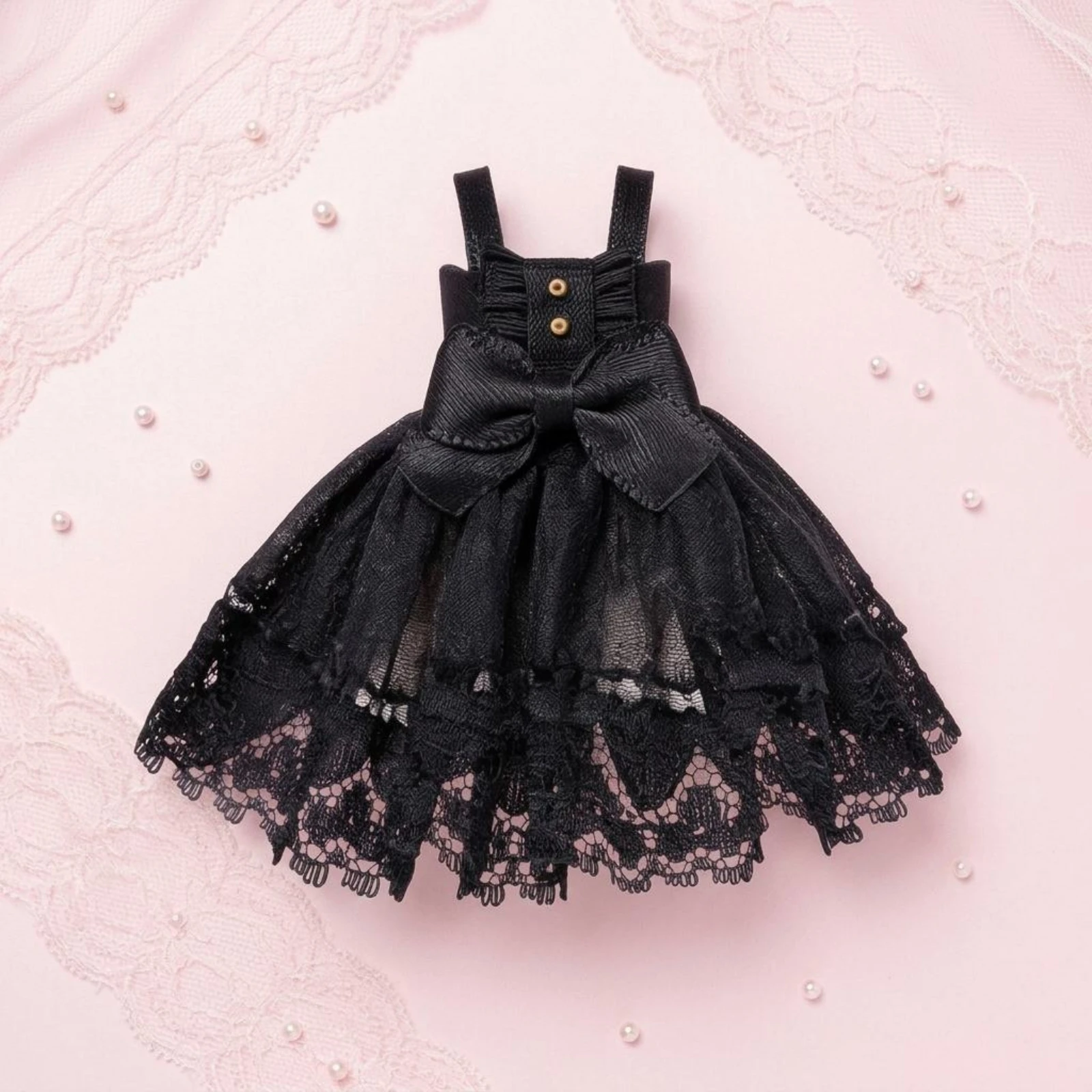 OB11 Doll Dress Layered Skirt Sleeveless Doll Dress 1/12 BJD Outfit Wide Shoulder Straps Toy Wardrobe Bow Waist