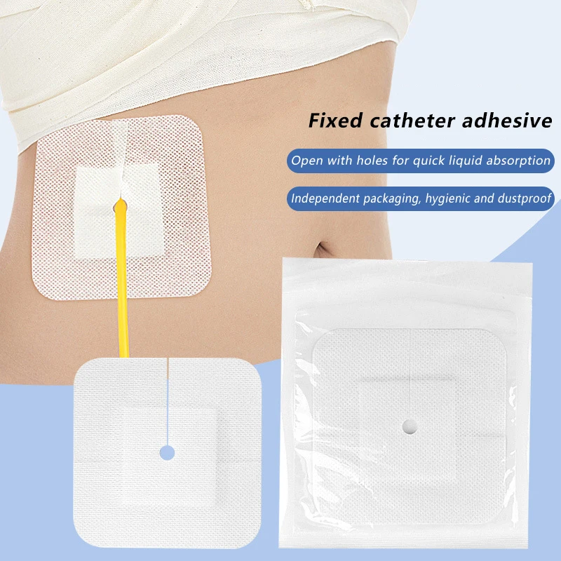 

5/10Pcs Drainage Tube Sterile Applicator Peritoneal Dialysis Catheter Bile Duct Nephrostomy Gastric Tube With Hole Sticker Fixed